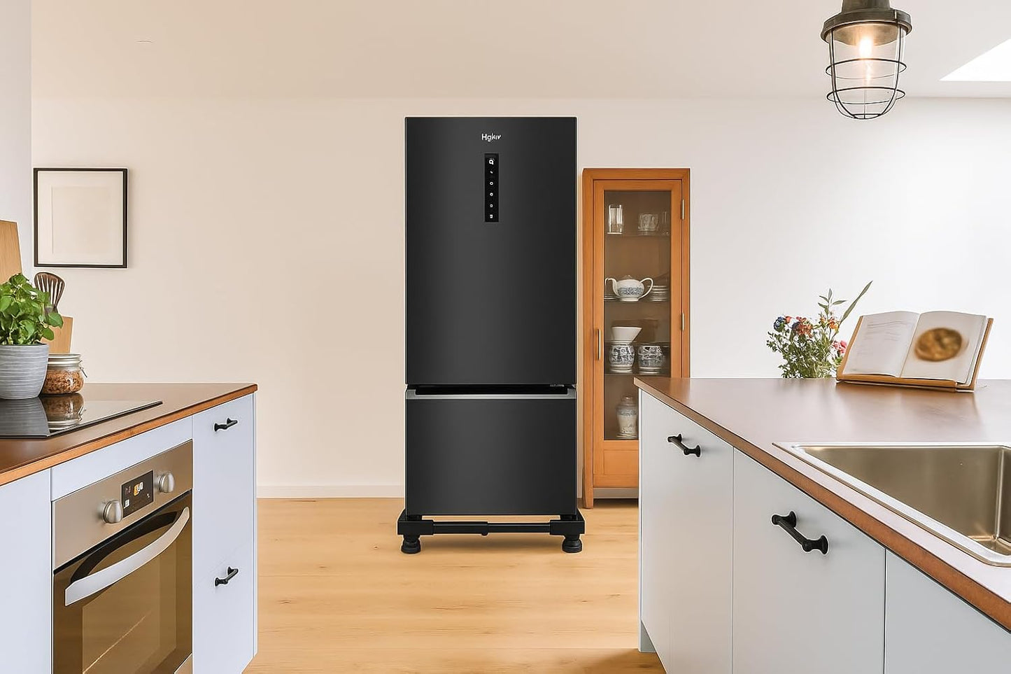 Hipkoo Washing Machine Stand/Trolley with Wheels (7–12 KG) | Adjustable Metal Stand & Anti-Vibration Pads Fits Semi or Front, Top Load Washing Machines, Fridge & Dishwasher, Black, 170 KG Capacity