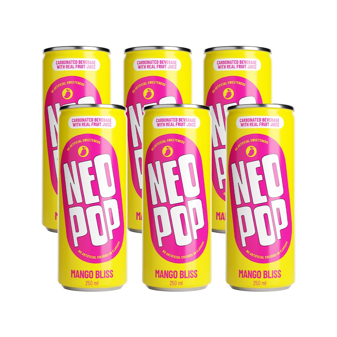 NEOPOP Variety Pack - Lemon, Orange & Mango Soda | 250 ml x 6 cans