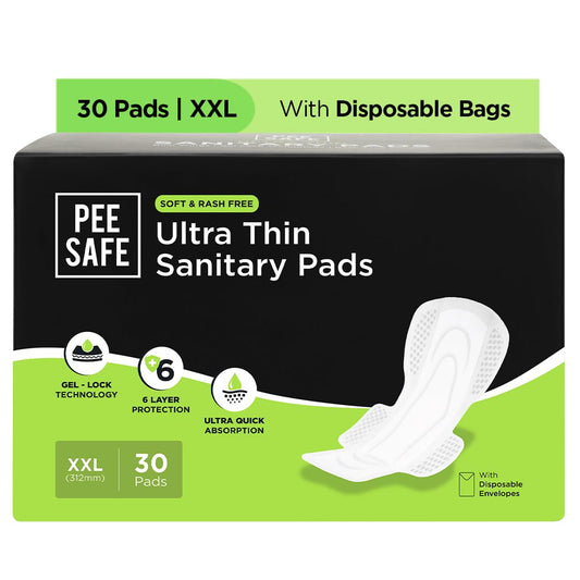 Pee Safe Ultra Thin Sanitary Pads For Women | XXL | 30 Pads