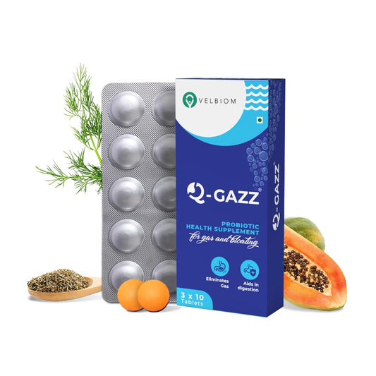 Q-gazz Gas,indigestion I Ajwain Tablet I 30 Count