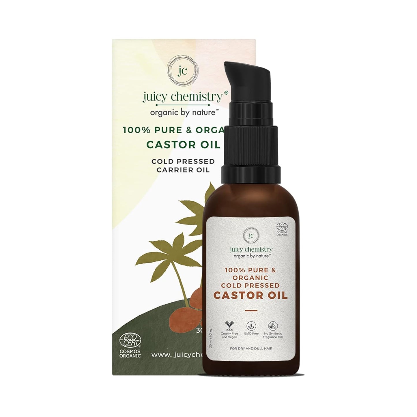 Castor Oil, 30 ml | 100% Pure, Virgin, Cold Pressed & Certified Organic