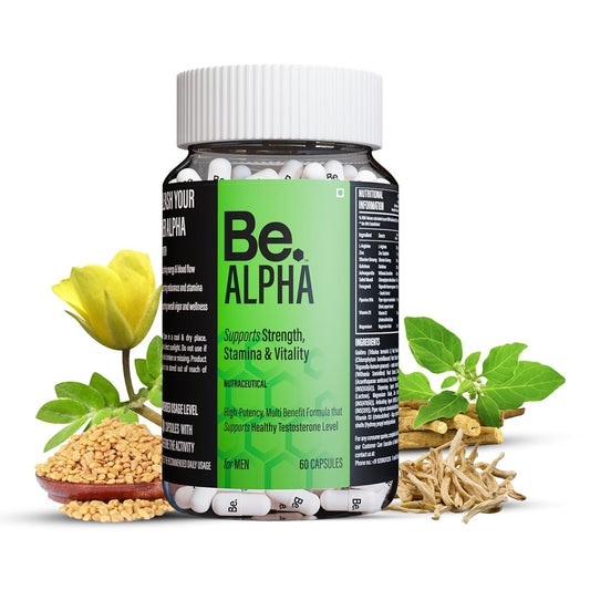 Be. Alpha Testosterone Support for Men | For Energy, Stamina, Vitality & Muscle Mass | (60 capsules)
