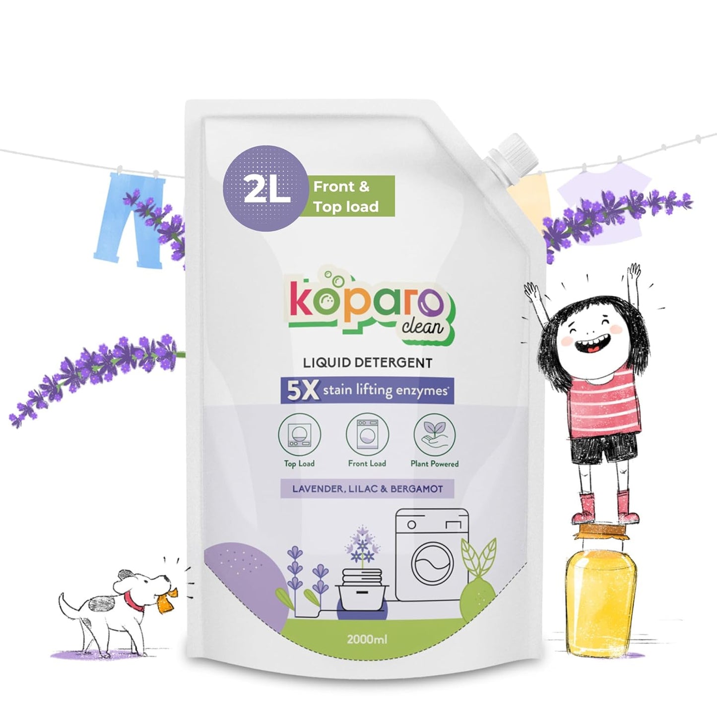 Natural Laundry Liquid Detergent | 2 Litres | Lavender Fragrance