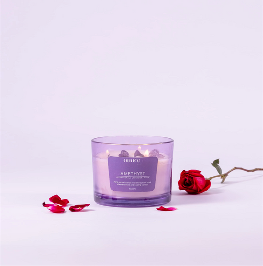 AMETHYST CRYSTAL – 3 WICK CANDLE ( 320gm )