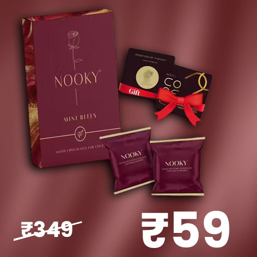 Nooky Mini Bites for Men and Women Premium Mood-Uplifting Dark Chocolate and FREE Saucy Scratch Card (Set of 1)