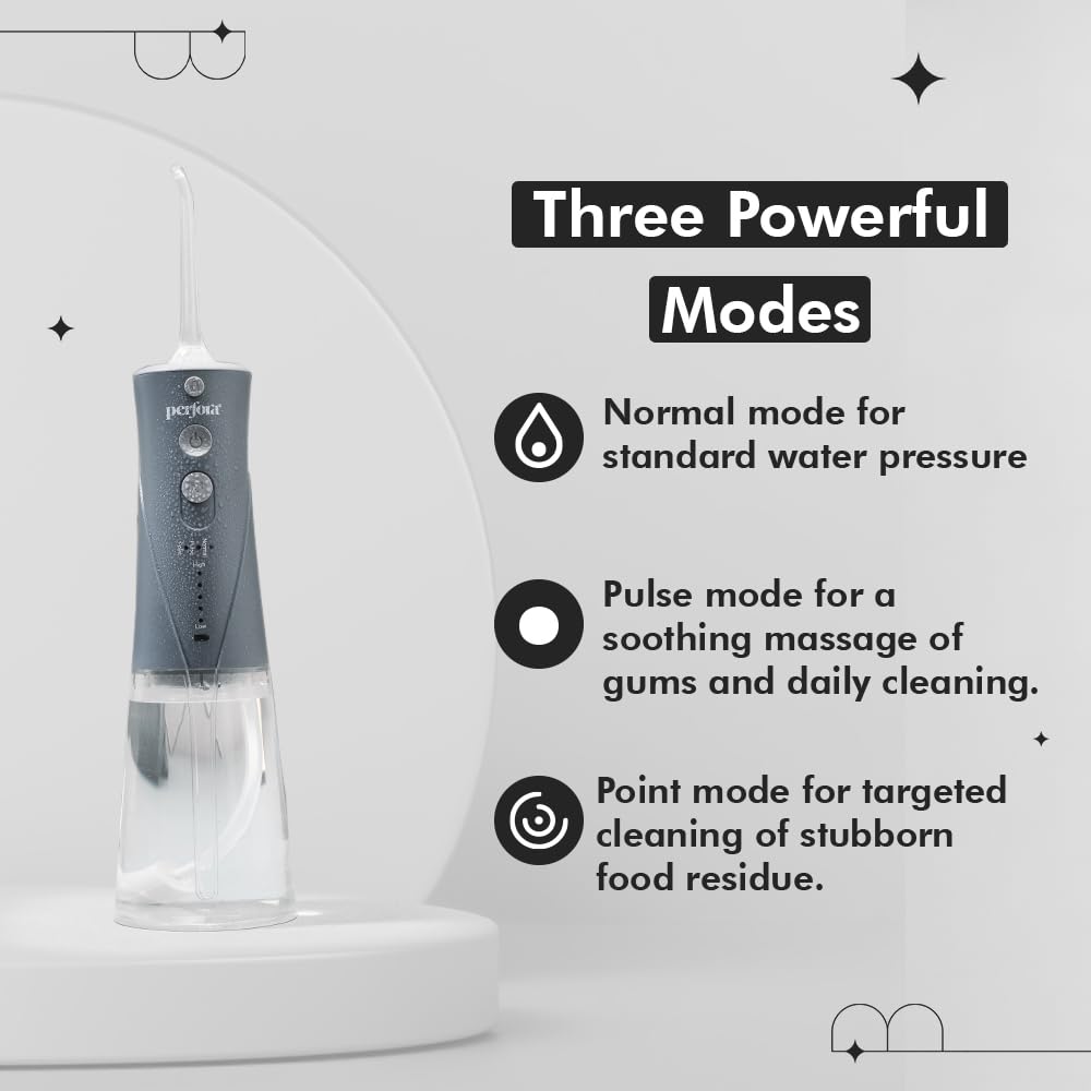 Perfora Power Dental Water Flosser - 300ml | 2 Year Warranty  (Grey)