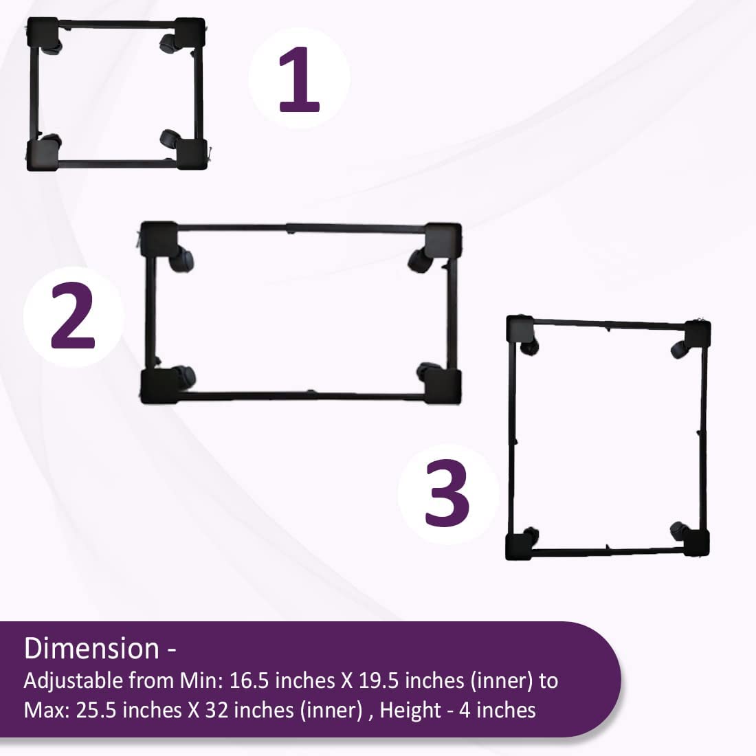 Hipkoo Washing Machine Stand/Trolley with Wheels (7–12 KG) | Adjustable Metal Stand & Anti-Vibration Pads Fits Semi or Front, Top Load Washing Machines, Fridge & Dishwasher, Black, 170 KG Capacity