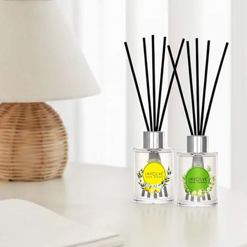 Involve Pura Reed Diffuser Set |Oil Diffuser with Free 10 Reed Sticks | 120ml (Pack of 2)