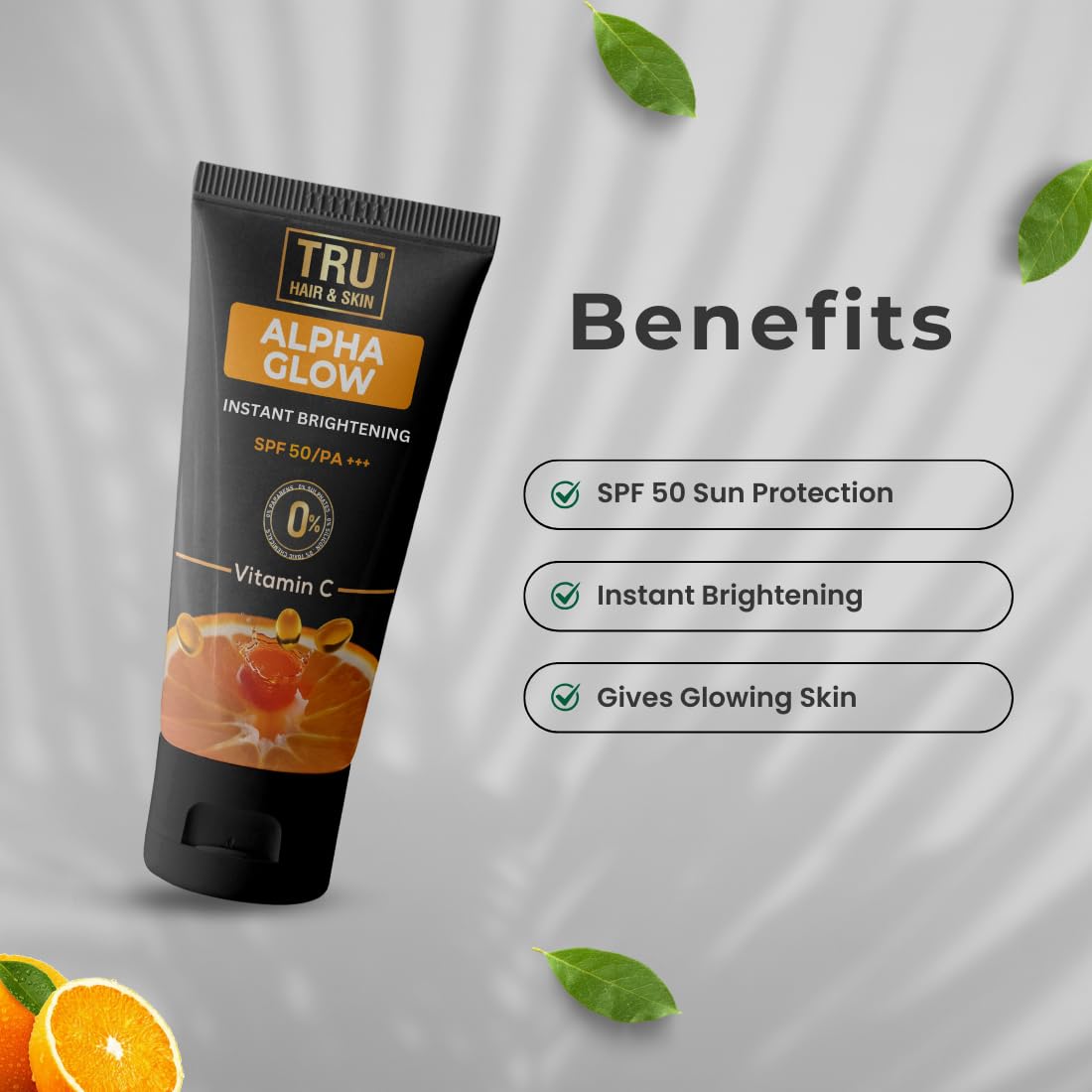 TRU HAIR & SKIN Alpha Glow Instant Brightening SPF 50 | PA+++ | 50ml
