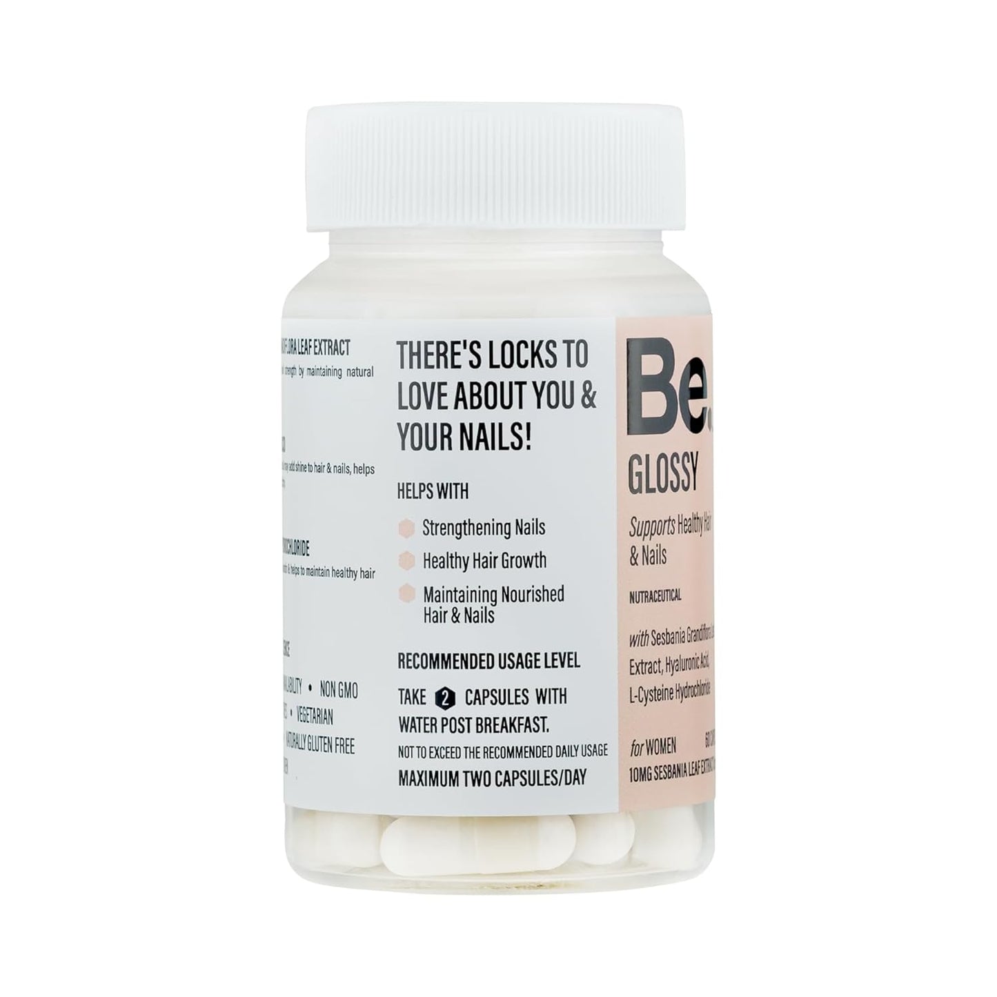 Be. Glossy Hair Supplements | For Hair Growth & Nail Strength| 60 Capsules