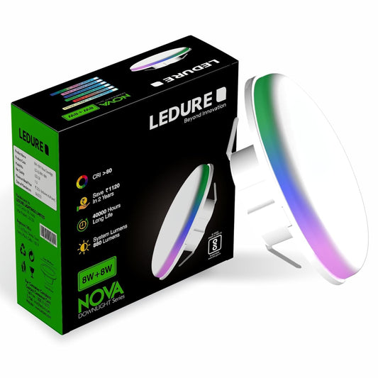 Nova 8W+8W False Ceiling LED Downlight ( Cool White+ Green )