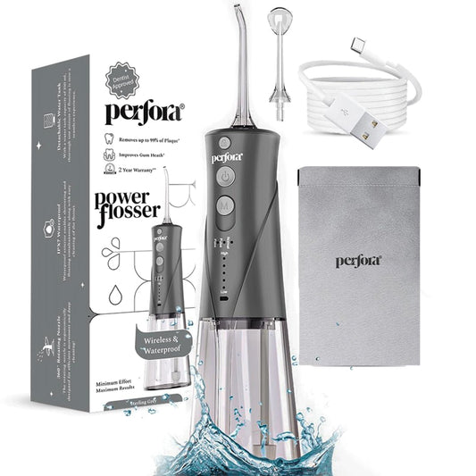 Power Dental Water Flosser - 300ml | 8 Water Pressure Settings & 2 Nozzles, 1500mAh Battery