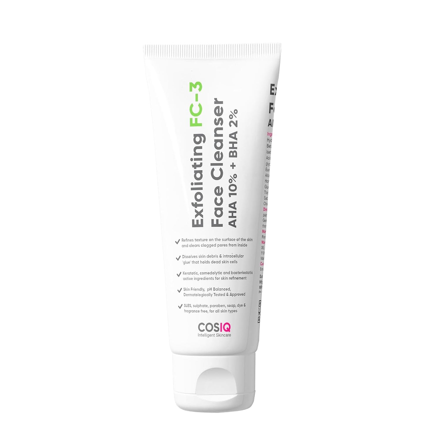 Cos-IQ Exfoliating Face Wash for Oily & Dry Skin | Face Cleanser for Acne, Pimples, Skin Brightening, Dirt & Oil Control | 100ml