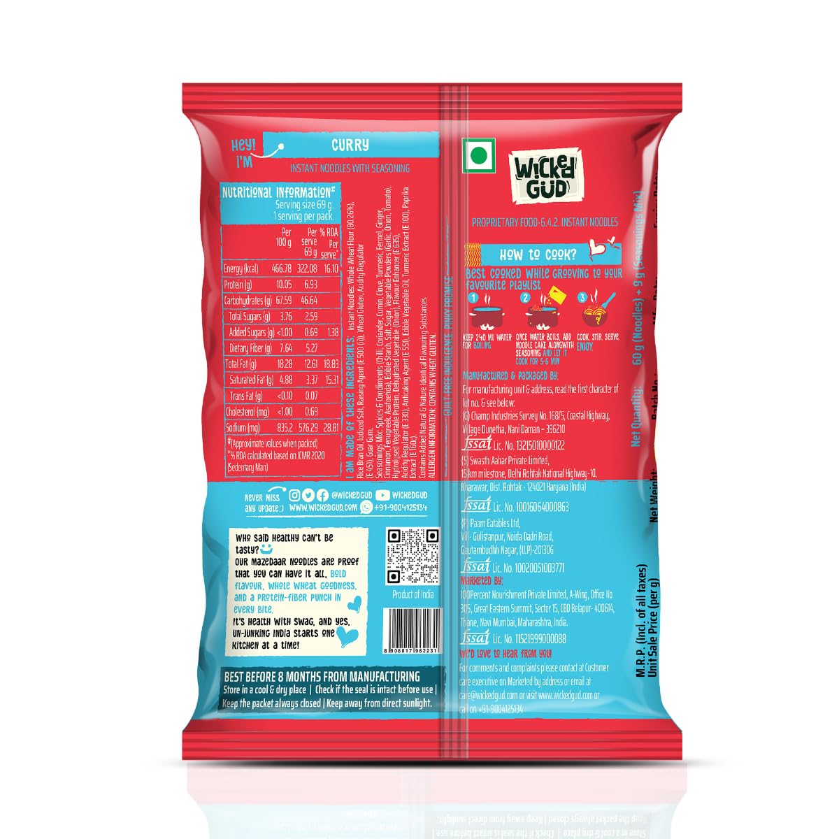 WickedGud Nourishing Instant Noodles Range (Single Packs of Each)