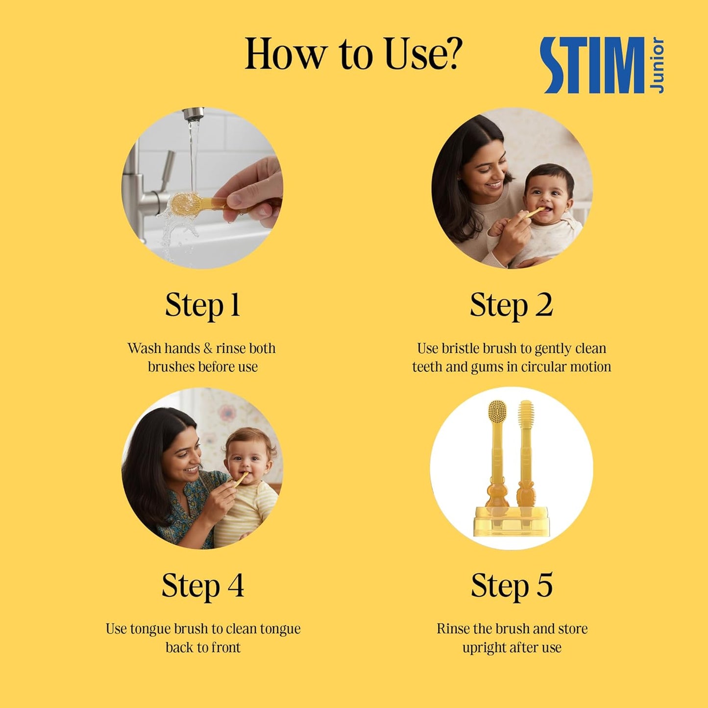 STIM Junior Toddler Kit - 2-in-1 Baby Toothbrush Set