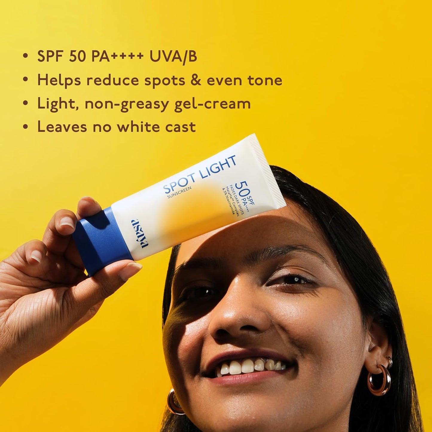 Asaya Spot Light Sunscreen SPF 50 PA++++ | UVA/B Blue Light Protect |   Oil-free | For Men & Women | Oily, Dry, Sensitive & Combination Skin | 50 ml