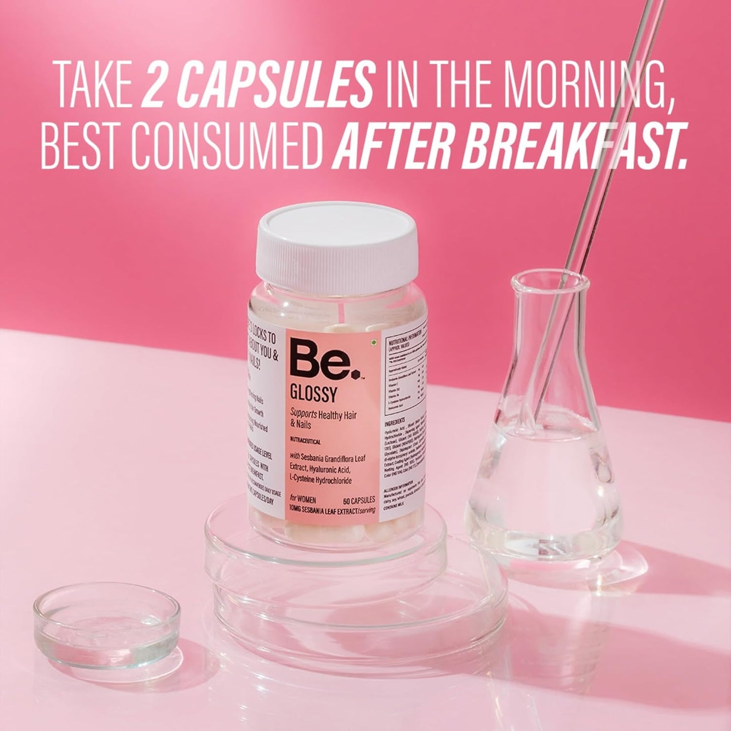 Be. Glossy Hair Supplements | For Hair Growth & Nail Strength| 60 Capsules