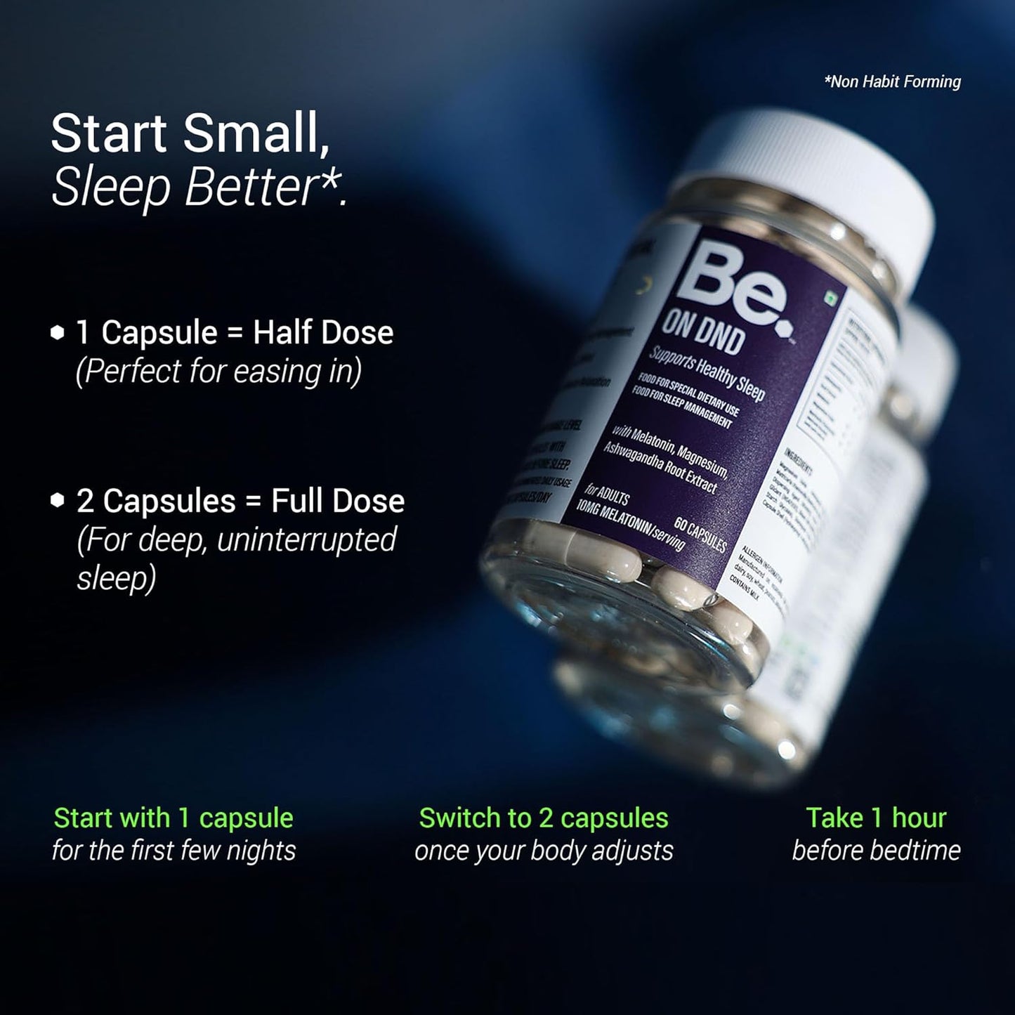 Be. On DND Natural Sleep Supplement |Melatonin 10mg | 60 Capsules
