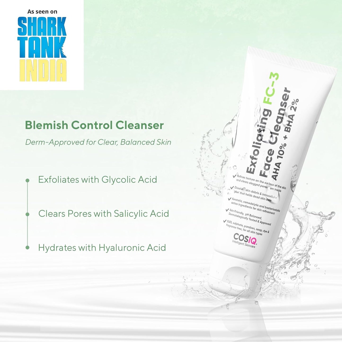 Cos-IQ Exfoliating Face Wash for Oily & Dry Skin | Face Cleanser for Acne, Pimples, Skin Brightening, Dirt & Oil Control | 100ml