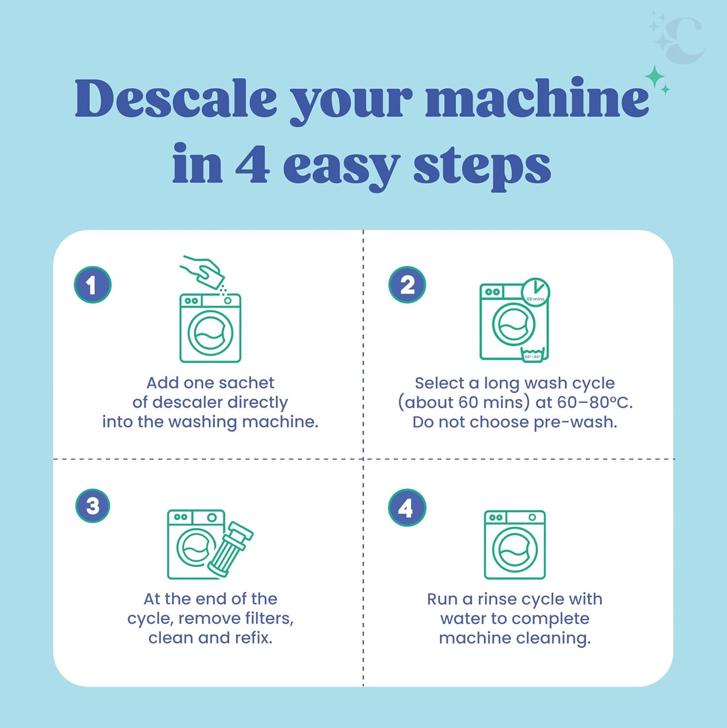 Cleevo Washing Machine Cleaner Powder/Descaler | (Pack of 3) | Front & Top Load Safe