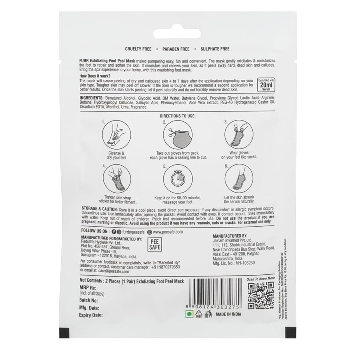 Furr Glycolic Acid & Salicylic Acid Peeling & Exfoliating Foot Mask