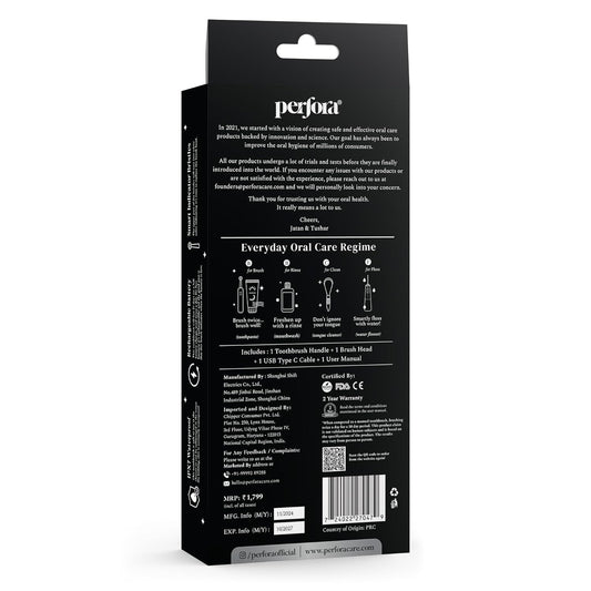 Perfora PRO Oscillating Electric Toothbrush| 2 Year Warranty | Free 3 Sample TP