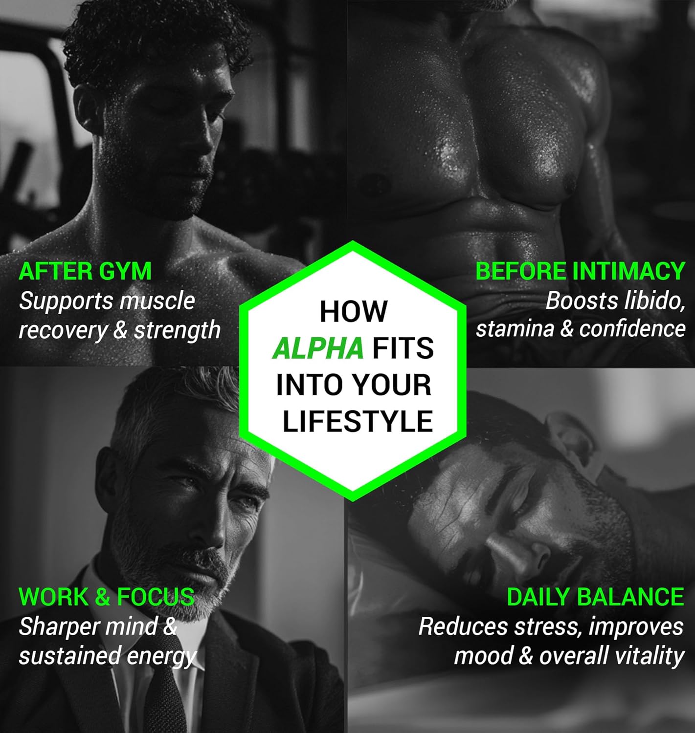 Be. Alpha Testosterone Support for Men | For Energy, Stamina, Vitality & Muscle Mass | (60 capsules)