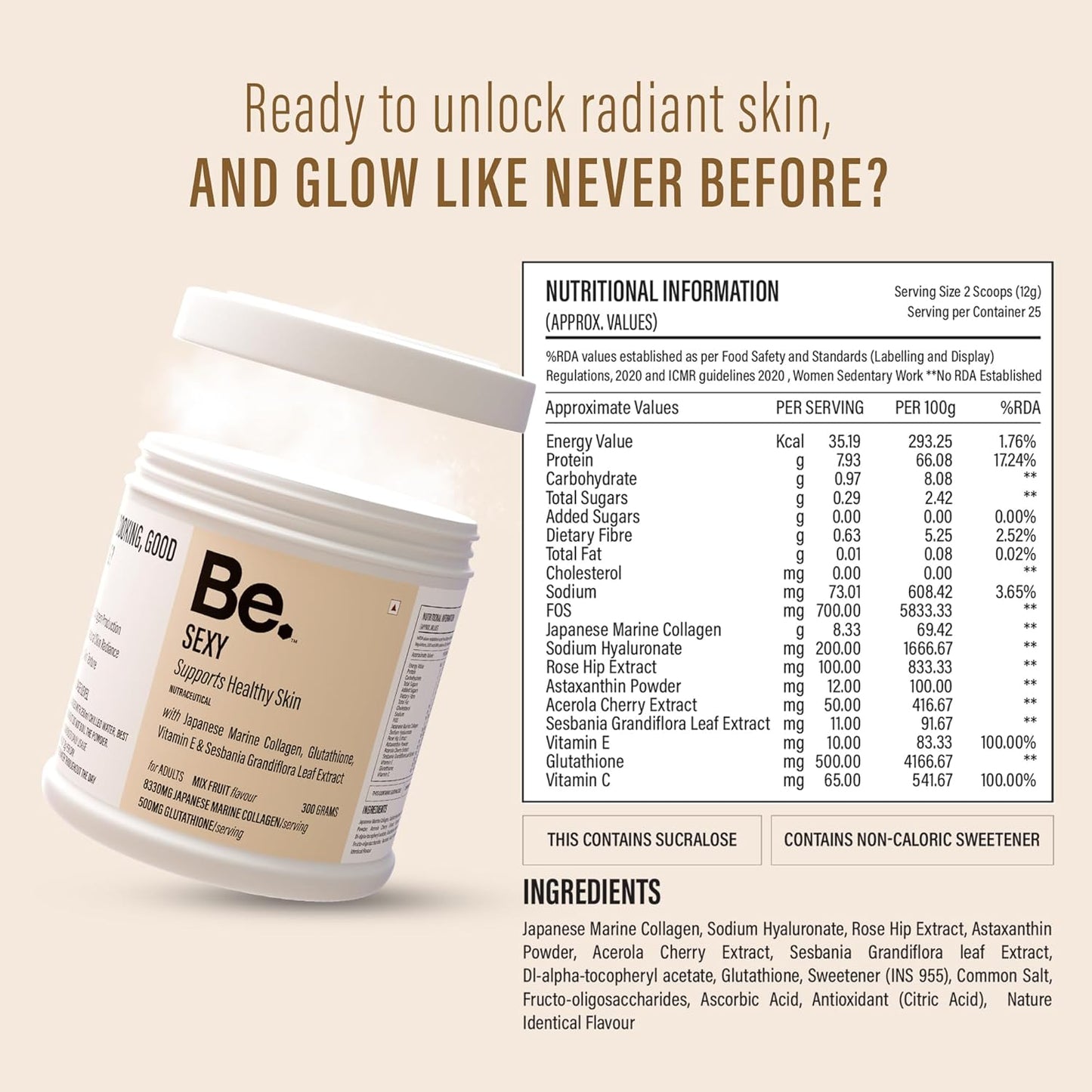 Be. Japanese Marine Collagen Powder for Women & Men | 300g