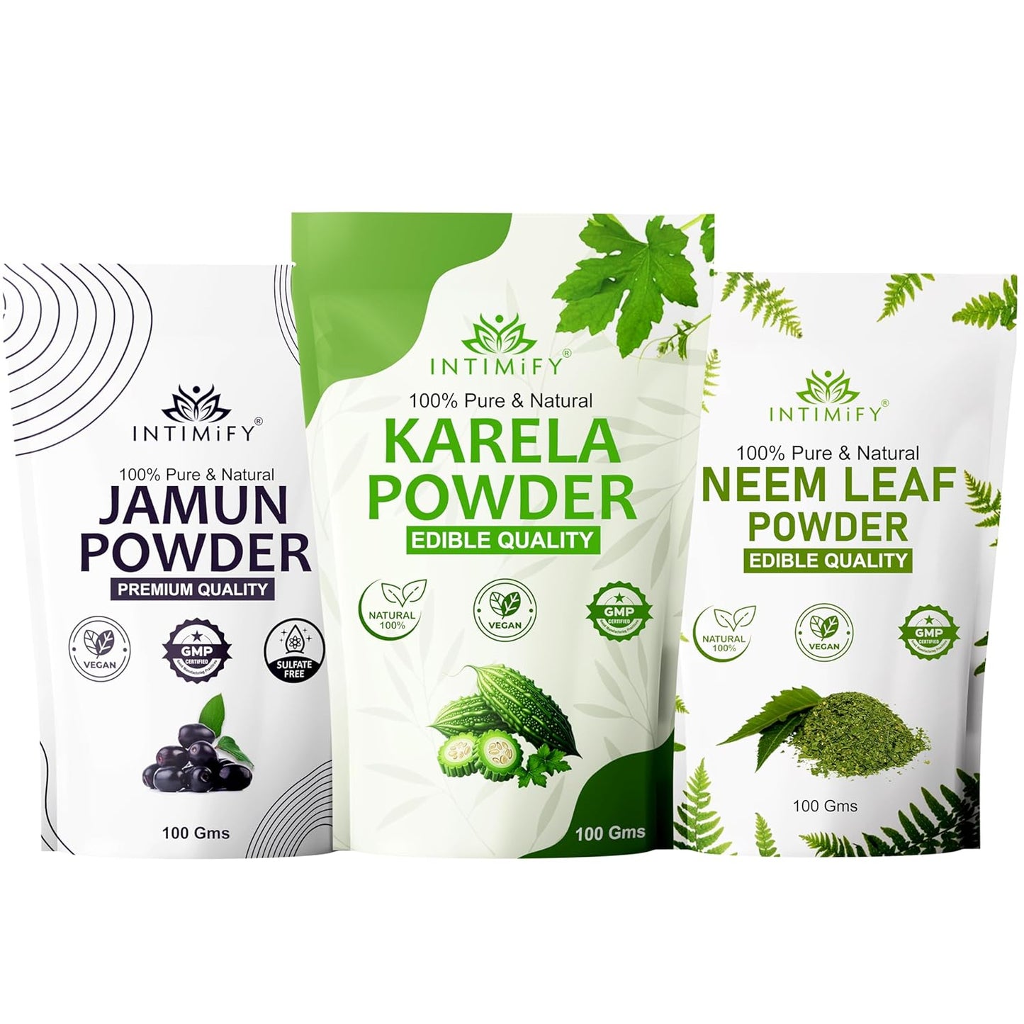 Neem, Karela Powder, Jamun Seed Powder (100 Gms X 3 Pack)
