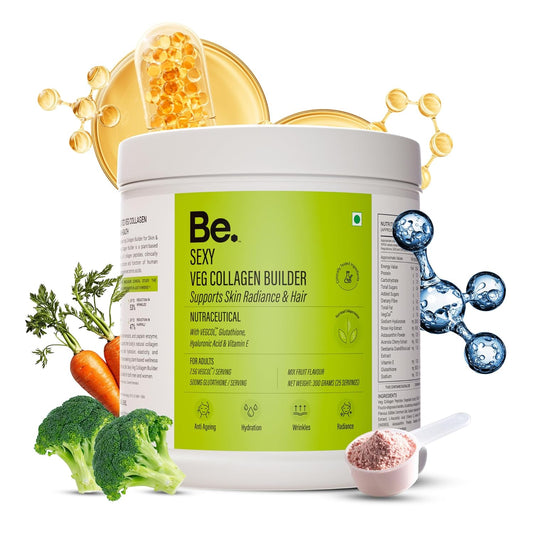 Be. Veg Collagen Powder for Women & Men | For Skin Glow, Hydration, Hair & Nail Health | 300g Mix-Fruit Flavour