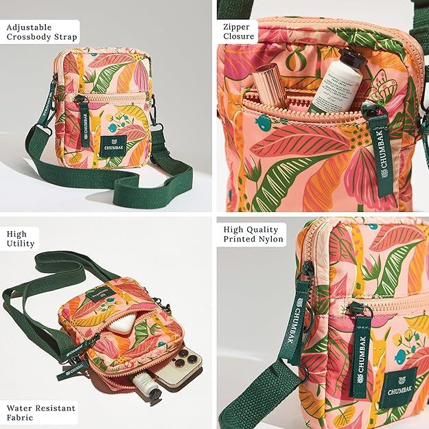 Chumbak Mini Resort Crossbody Bag| Phone Sling Bag for Women and Girls| Crossbody Pocket Purse Bag| Adjustable Strap | Mini Makeup Pouch