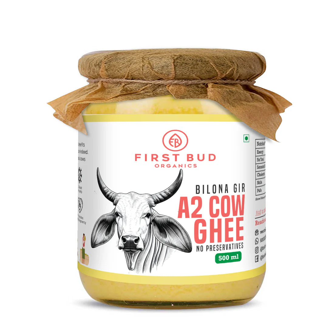 First Bud Organics Bilona Gir A2 Cow ghee -500ml