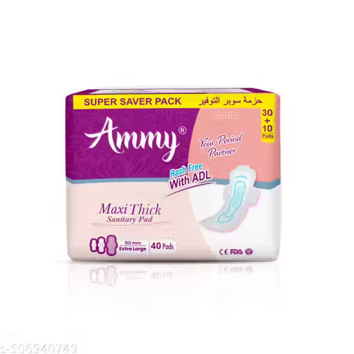 Ammy Maxi Thick XXL Heavy Flow Sanitary Pads for Women | 40 pads | Super Absorbent core, Cottony Soft Topsheet, Upto 100 % Leak-Proof, With Active Distribution Layer for instant dryness