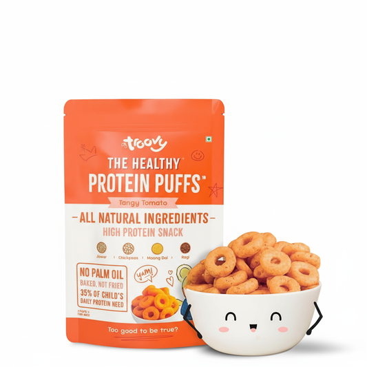 Troovy Healthy High Protein Puffs | Tangy Tomato Flavour | Pack of 3 (3 X 80 gm)