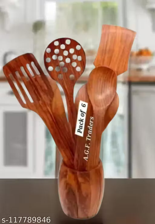 Wooden Spoon Set of 6 | Handmade Natural Wooden Kitchen Tools