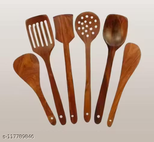 Wooden Spoon Set of 6 | Handmade Natural Wooden Kitchen Tools